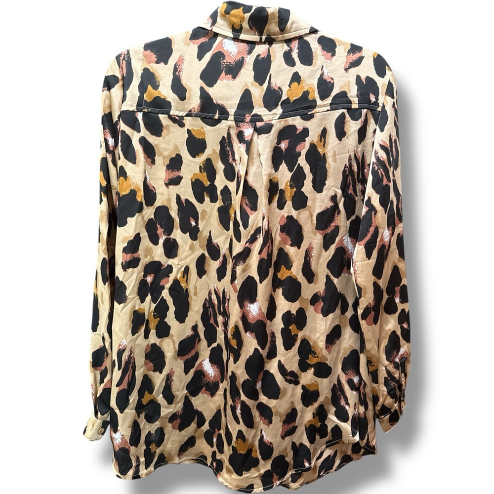 PrettyLittleThing Blouse Size S Beige Black Leopard Print - Picture 3 of 3